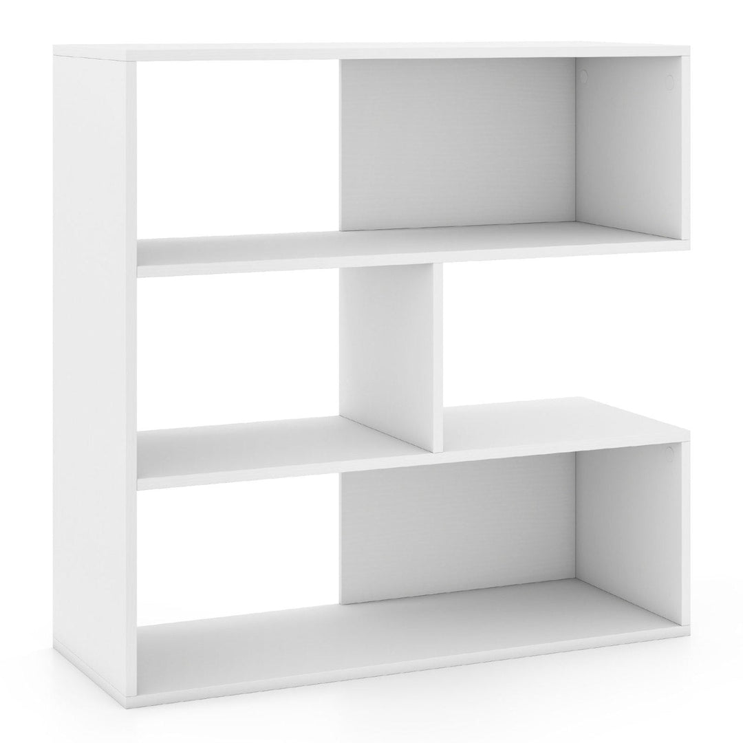 Concave Bookshelf with 3 Open Shelves and Anti-Tip Device