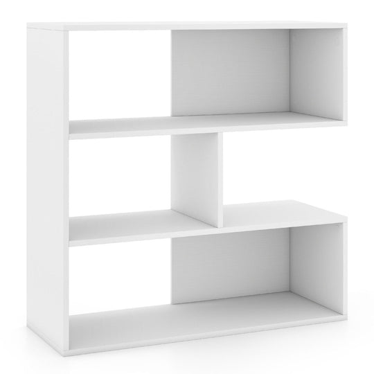 Concave Bookshelf with 3 Open Shelves and Anti-Tip Device
