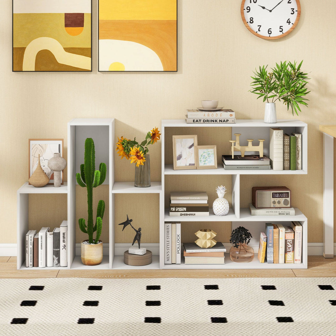 Concave Bookshelf with 3 Open Shelves and Anti-Tip Device