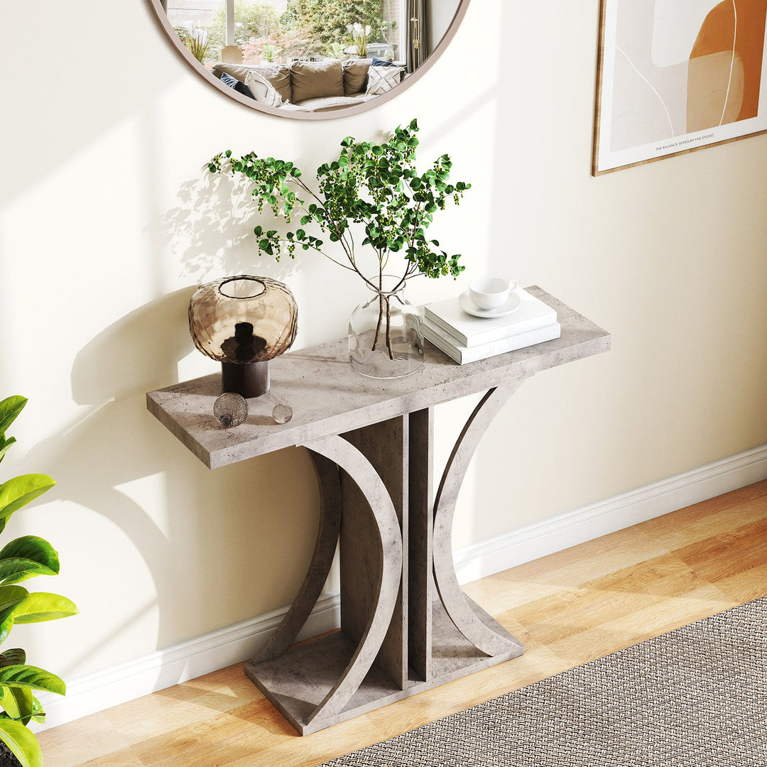Console Table 39.5 Inch Rectangular Entryway Table with Geometric Frame