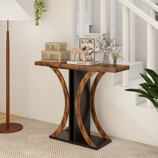 Console Table 39.5 Inch Rectangular Entryway Table with Geometric Frame