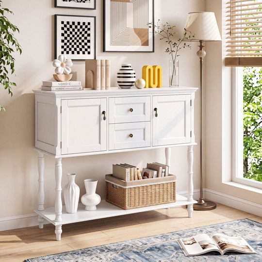 Console Table with 2 Drawers and Storage Cabinets