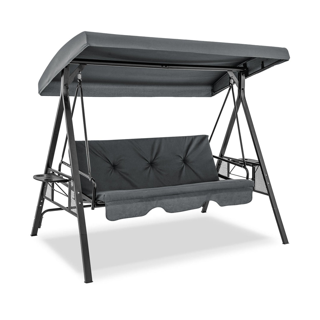 3-Seat Convertible Porch Swing with Adjustable Canopy