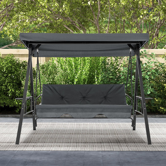 3-Seat Convertible Porch Swing with Adjustable Canopy