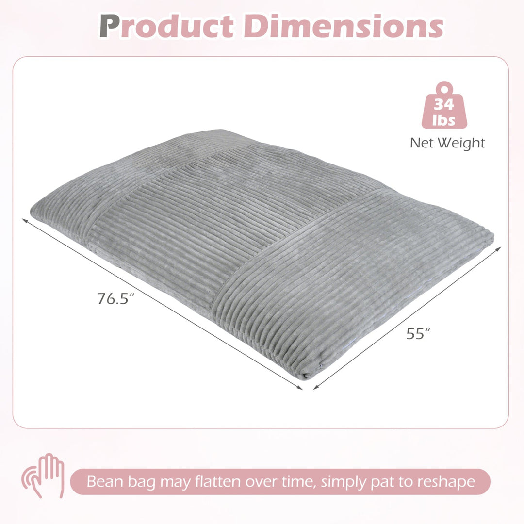 Convertible Bean Bag Floor Sofa with Washable Corduroy Cover