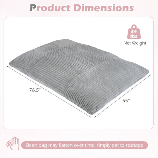 Convertible Bean Bag Floor Sofa with Washable Corduroy Cover