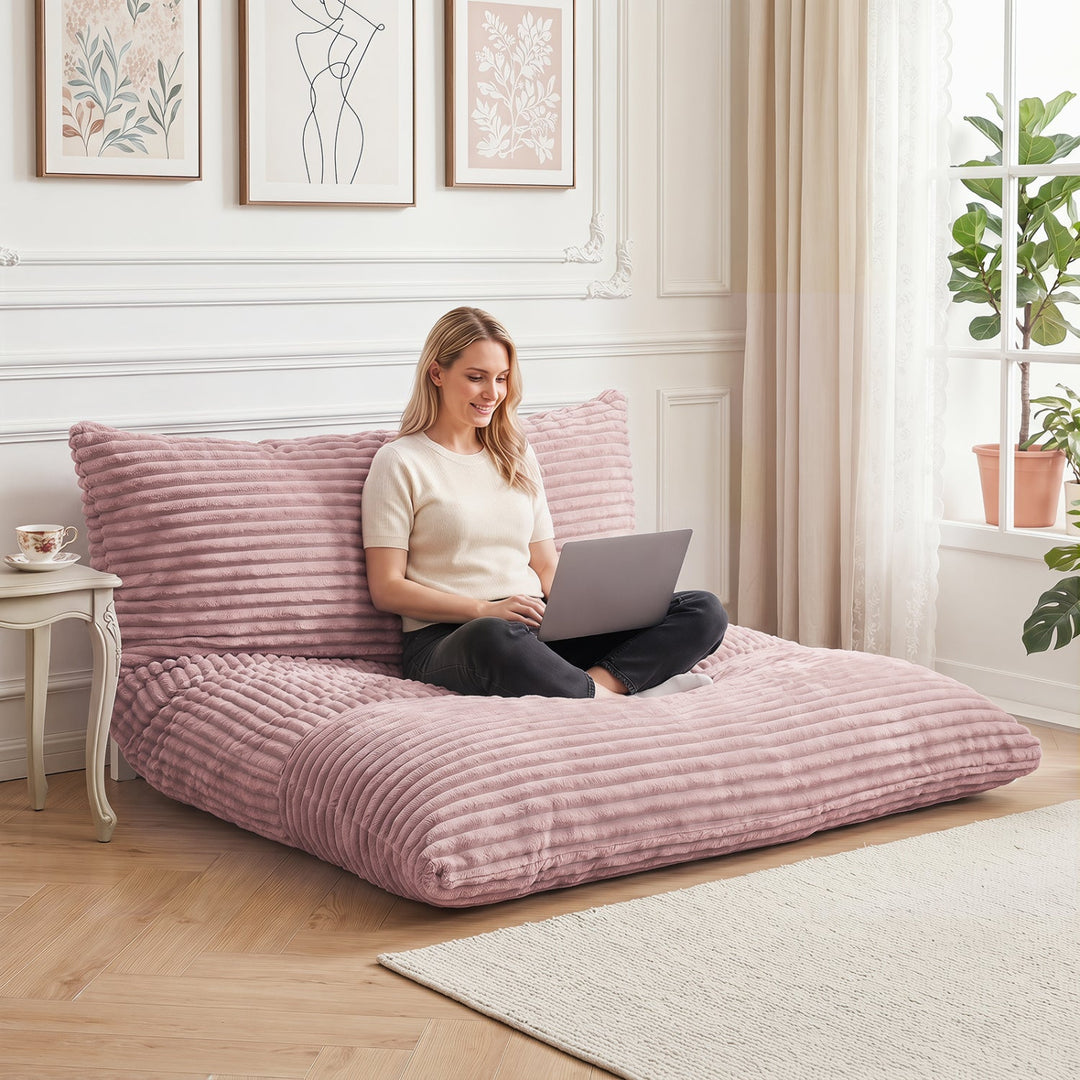 Convertible Bean Bag Floor Sofa with Washable Corduroy Cover