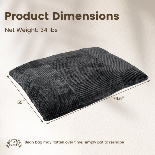 Convertible Bean Bag Floor Sofa with Washable Corduroy Cover