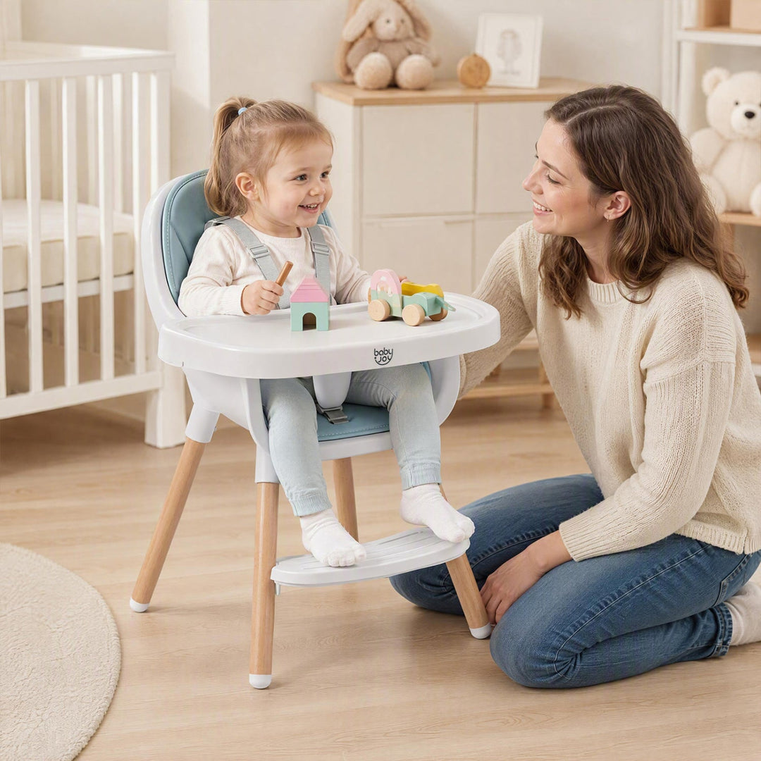 Convertible High Chair with 5-Point Harness - Beige