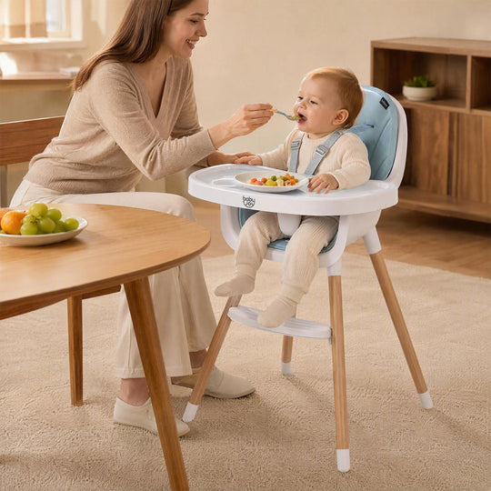 Convertible High Chair with 5-Point Harness - Beige