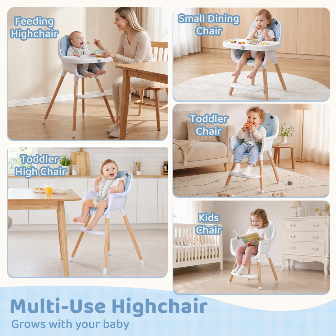 Convertible High Chair with 5-Point Harness - Beige