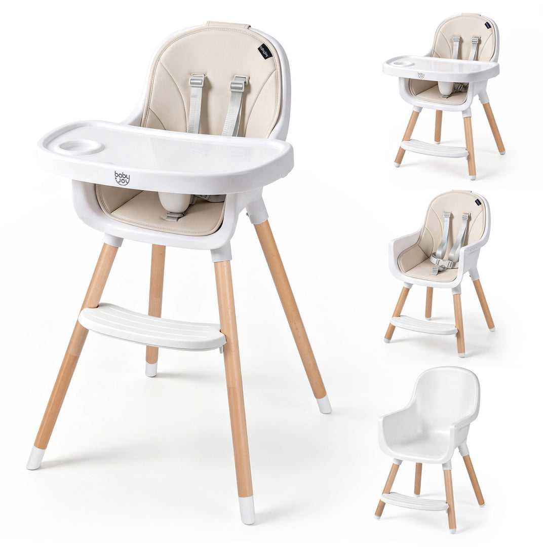 Convertible High Chair with 5-Point Harness - Beige