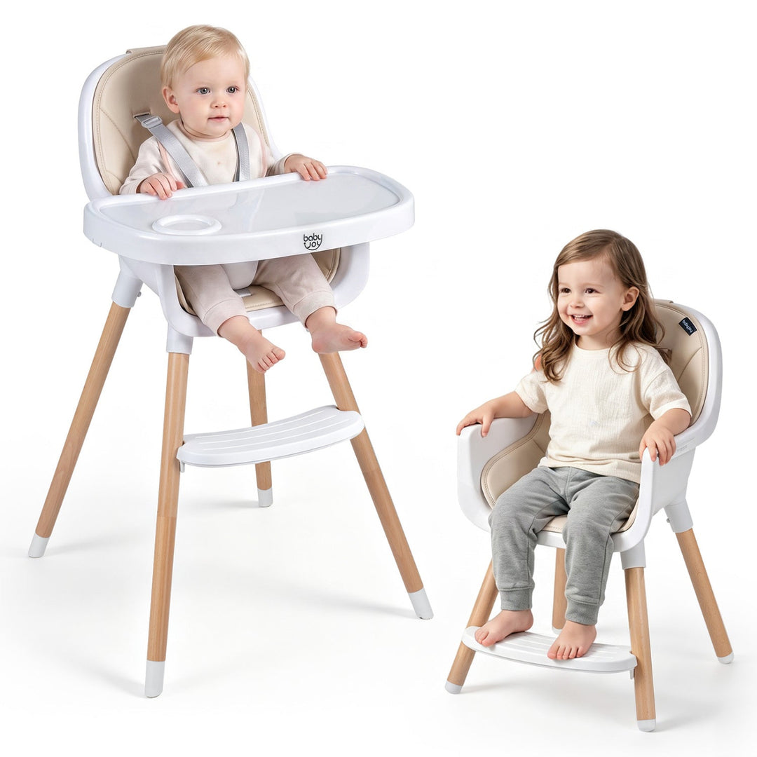 Convertible High Chair with 5-Point Harness - Beige