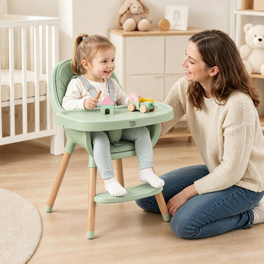 Convertible High Chair with 5-Point Harness - Beige