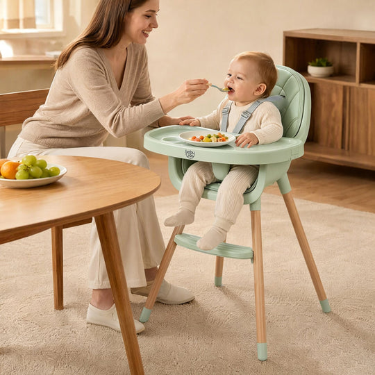 Convertible High Chair with 5-Point Harness - Beige