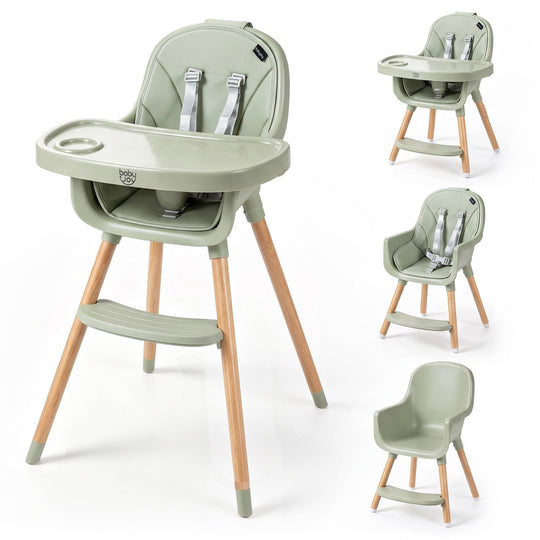 Convertible High Chair with 5-Point Harness - Beige