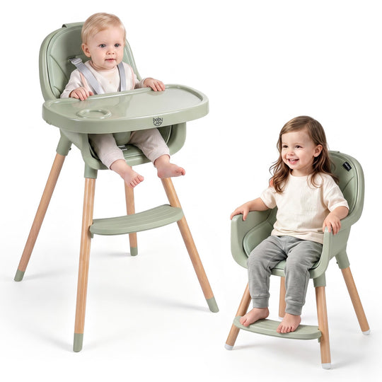 Convertible High Chair with 5-Point Harness - Beige
