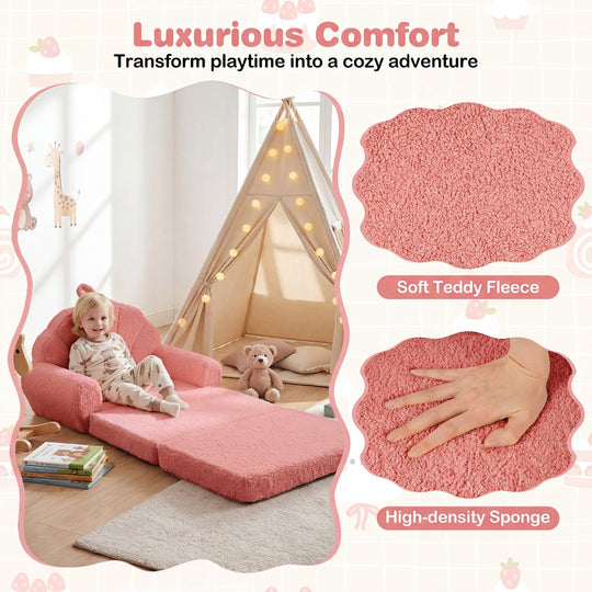 Convertible Kids Sofa 2-in-1 Fold out Toddler Couch Chair