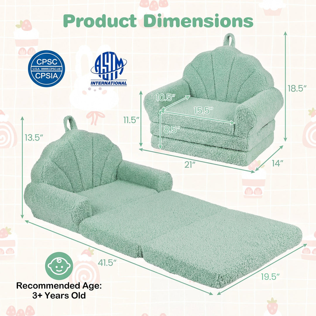 Convertible Kids Sofa 2-in-1 Fold out Toddler Couch Chair