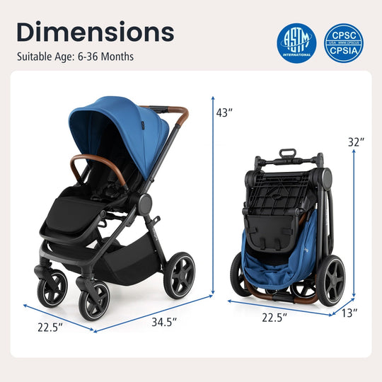 Convertible Baby Stroller with Car Seat Adapters