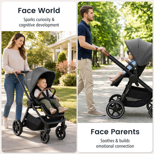 Convertible Baby Stroller with Car Seat Adapters