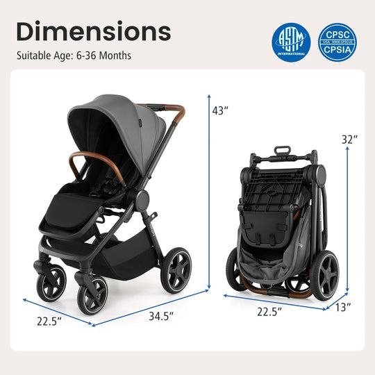 Convertible Baby Stroller with Car Seat Adapters