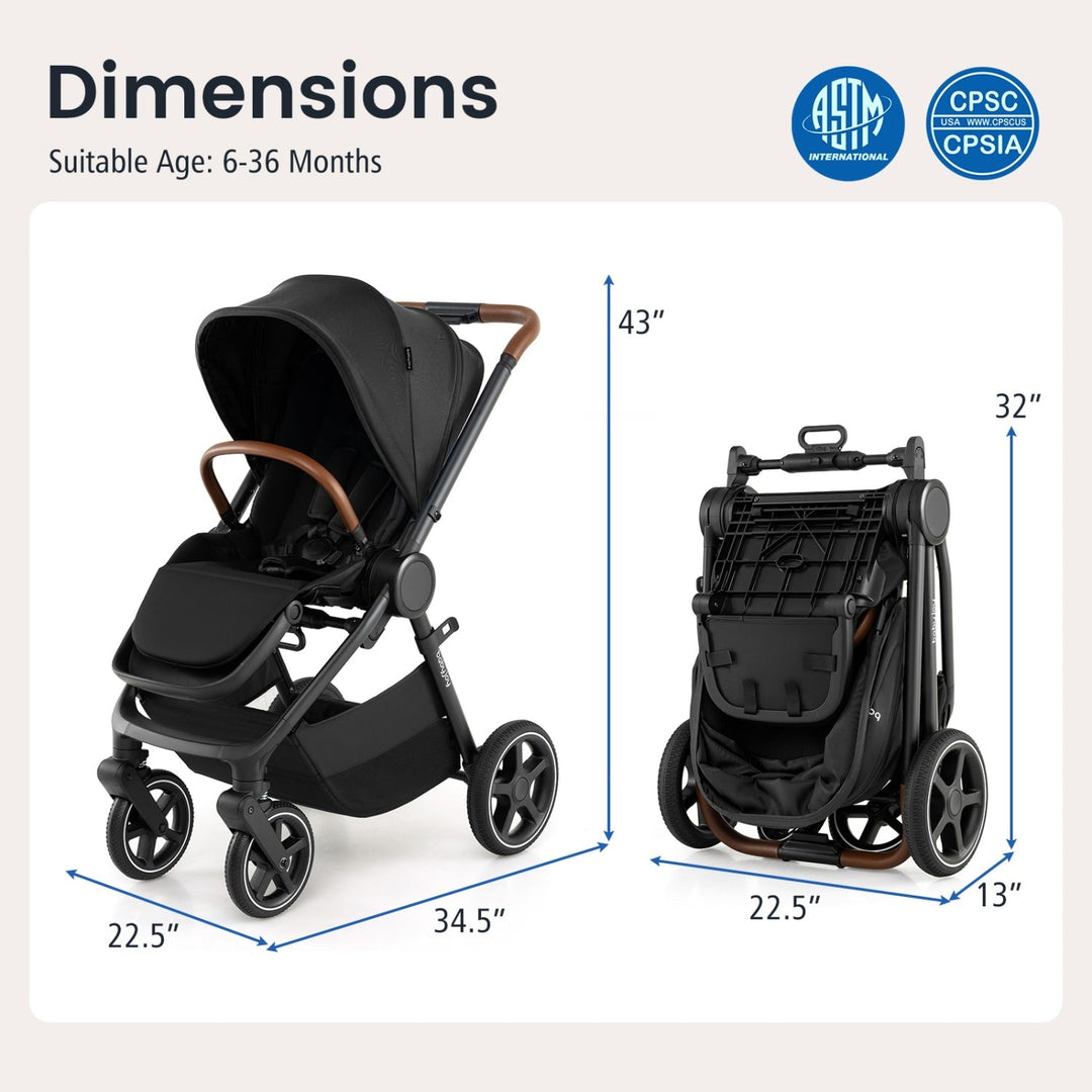 Convertible Baby Stroller with Car Seat Adapters