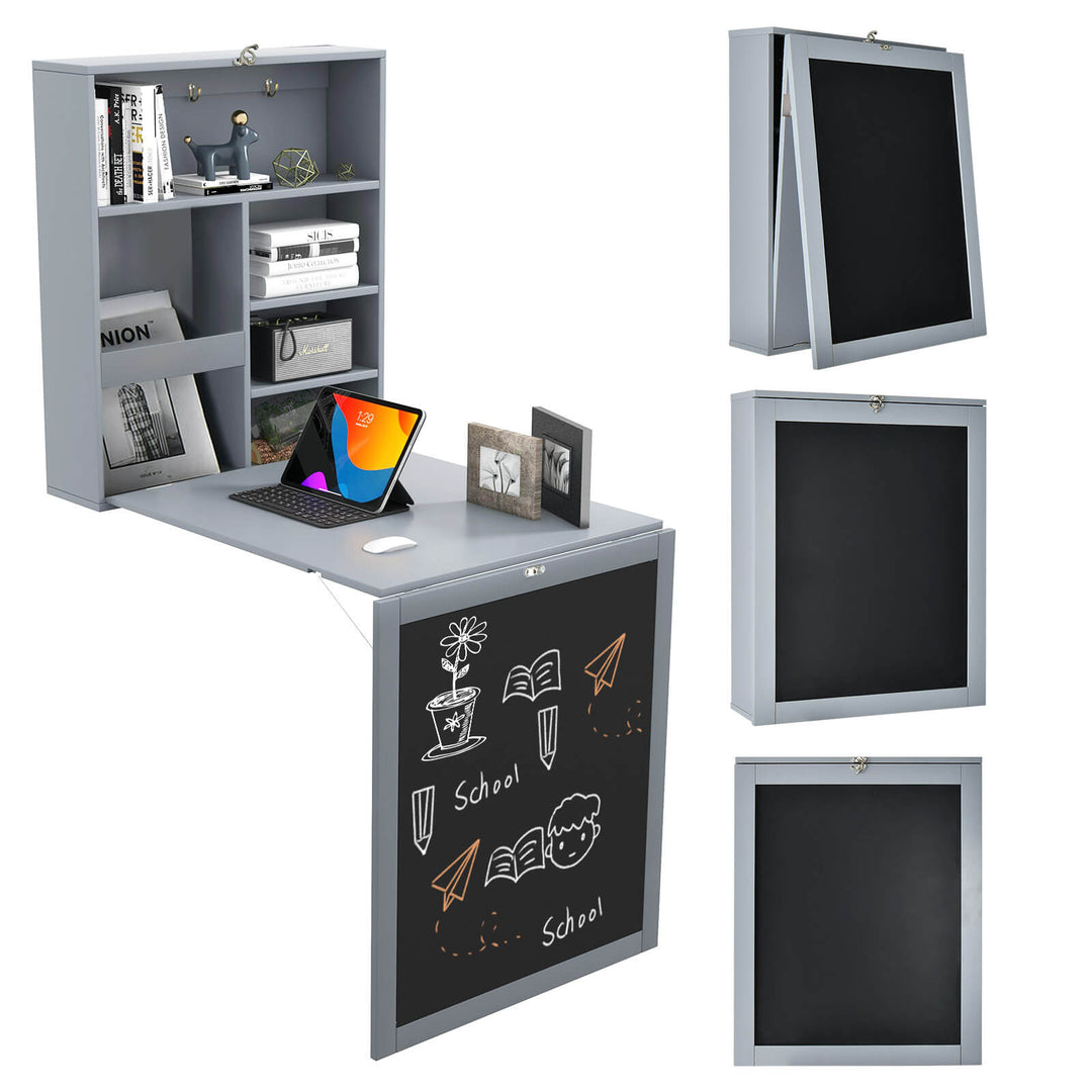 Convertible Wall Mounted Table with A Chalkboard