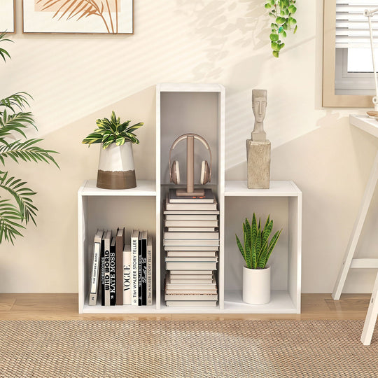 Convex Bookshelf with 3 Open Shelves and Anti-Tip Device