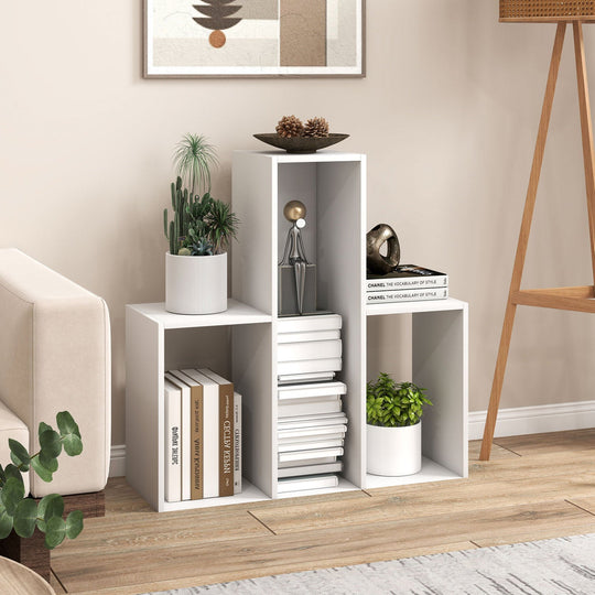 Convex Bookshelf with 3 Open Shelves and Anti-Tip Device
