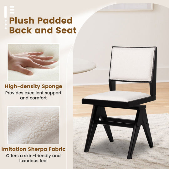 Swivel Wooden Dining Chair Set of 2 with Rubber Wood Frame and Padded Seat-Black