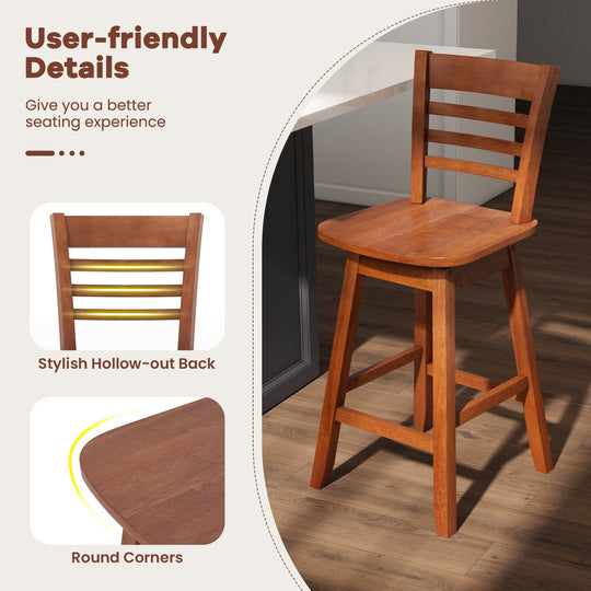 Counter Height Barstools Set of 2 with Footrest for Kitchen Island Bar