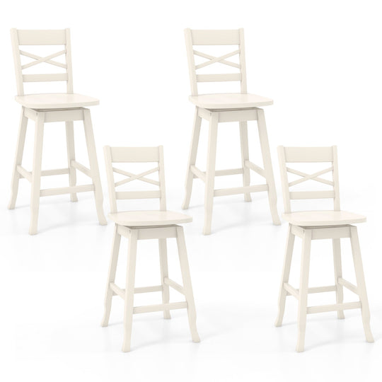 Swivel 24-Inch Counter Height Stool Set of 2 with Inclined Backrest