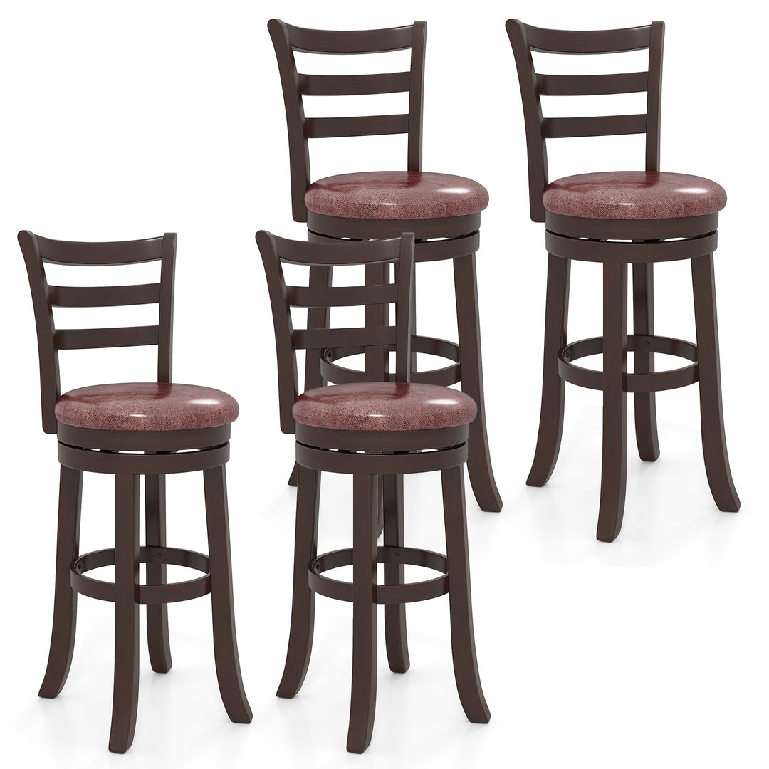 Counter Height Swivel Barstools Set of 2 with Faux Leather Seat and Wrap-around Footrest