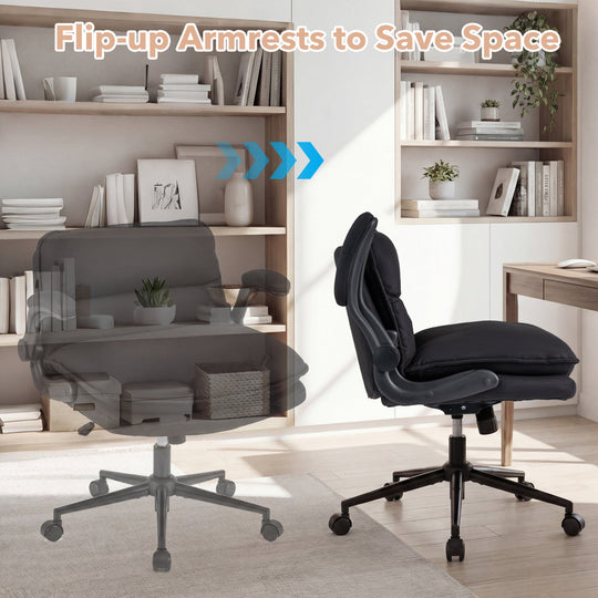 Criss Cross Chair on Wheels with Flip-up Arms Adjustable Height