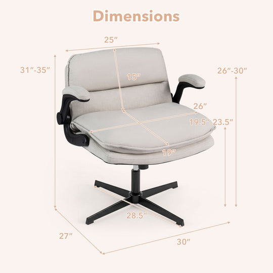 Criss Cross Chair with Flip-up Arms Ergonomic Office Desk Chair with Adjustable Height Wide Backrest Padded Seat