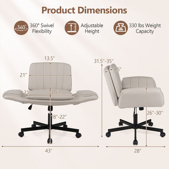 Criss Cross Office Chair with 5-Level Adjustable Arms and Wheels