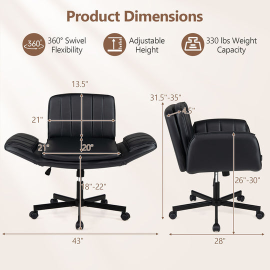 Criss Cross Office Chair with 5-Level Adjustable Arms and Wheels