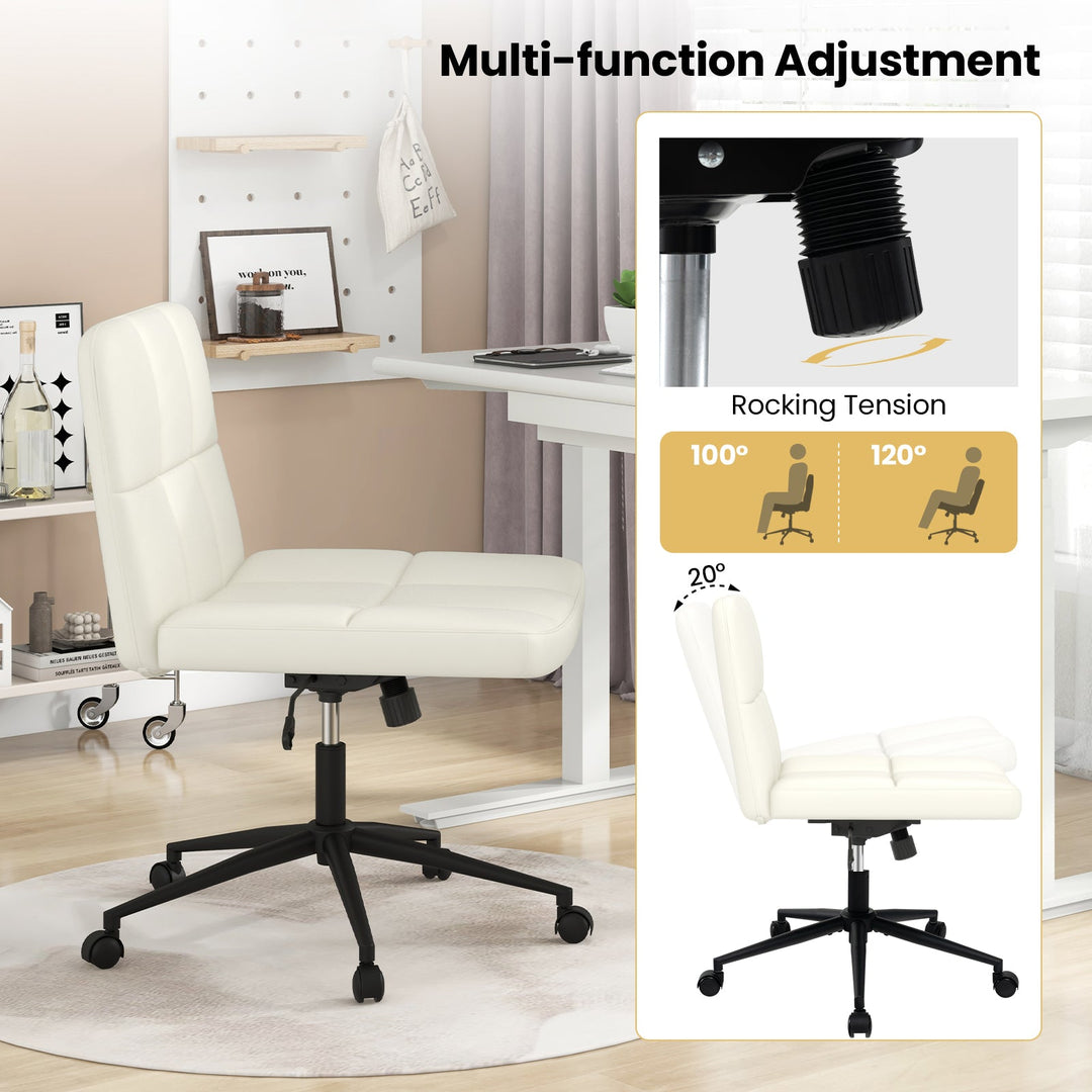 Height-adjustable Armless Desk Chair with Wheels for Home Office Make Up