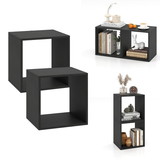 Cube Storage Organizer Set of 2 - Black Modular Bookcase