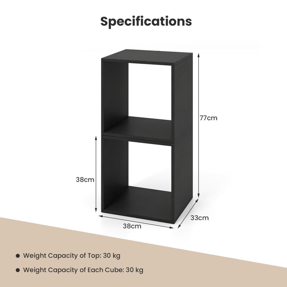 Cube Storage Organizer Set of 2 - Black Modular Bookcase