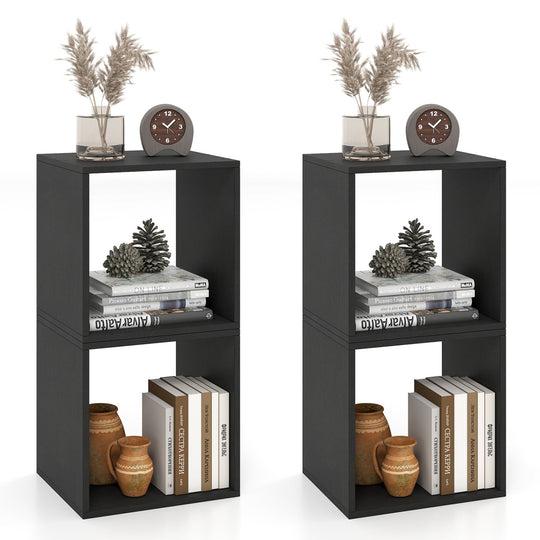 Cube Storage Organizer Set of 2 - Black Modular Bookcase