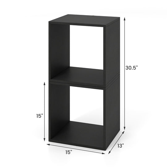 Cube Storage Organizer Set of 2 - Black Modular Bookcase