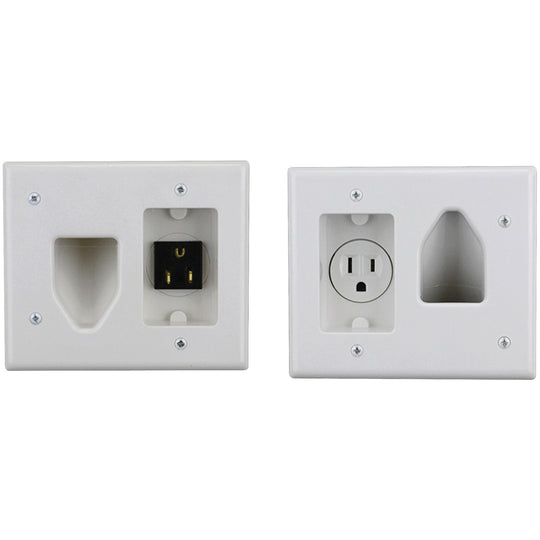 DataComm Recessed TV Cable Organizer & Power Kit with Outlet and Inlet Plates, White - view 6