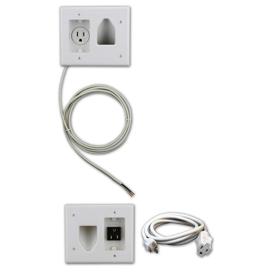 DataComm Recessed TV Cable Organizer & Power Kit with Outlet and Inlet Plates, White - view 7