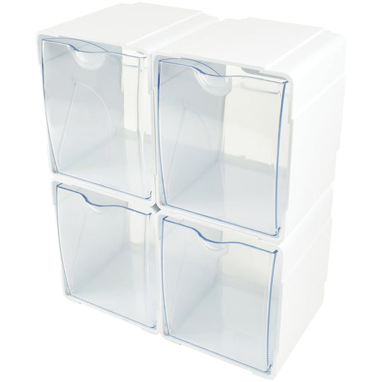 Deflecto Tilt Bin Interlocking Storage Organizer, Clear Stackable Bins, 4-Pack - view 5