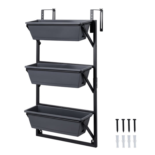 Deck Railing Planter Box with 3-Tier Adjustable Design