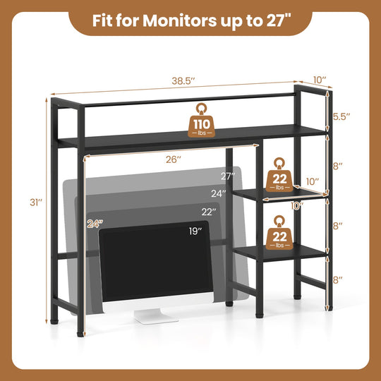 Desktop Bookshelf 38.5" with Storage Display Rack