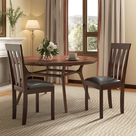 Dining Chair Set of 2 Upholstered Wooden Kitchen Chairs with Padded Seat and Rubber Wood Frame