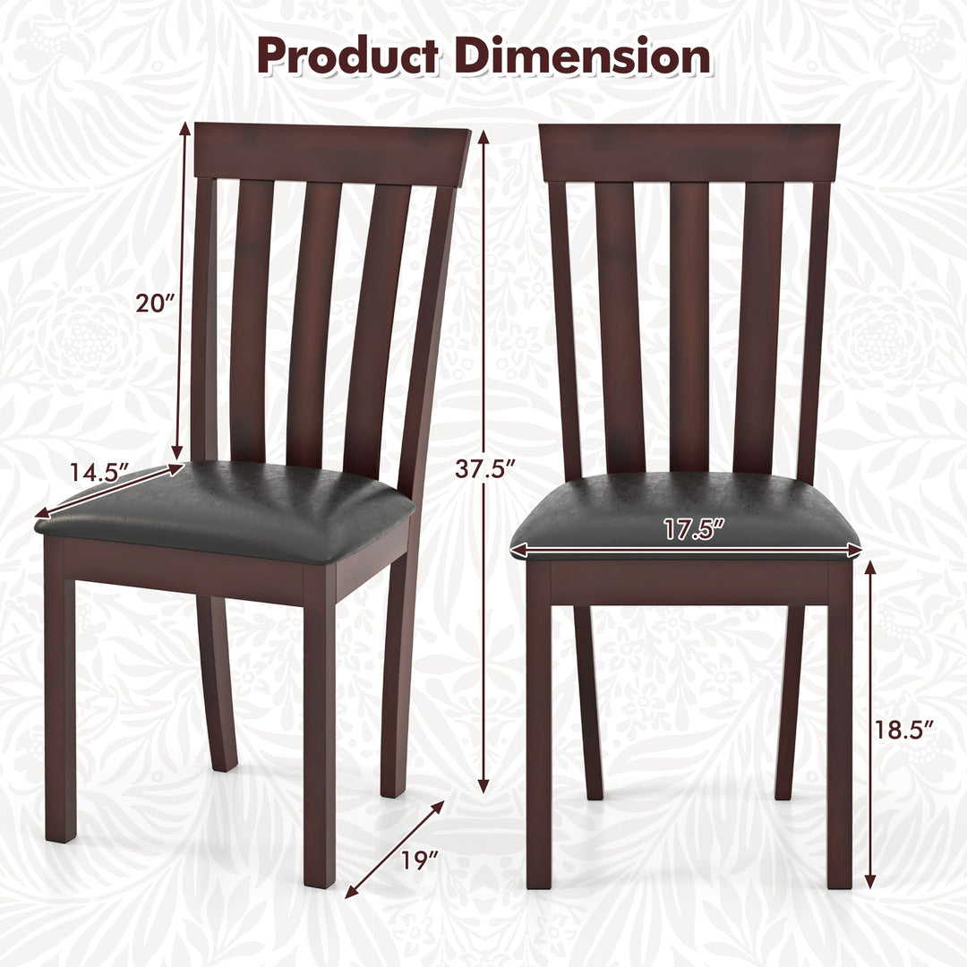 Dining Chair Set of 2 Upholstered Wooden Kitchen Chairs with Padded Seat and Rubber Wood Frame